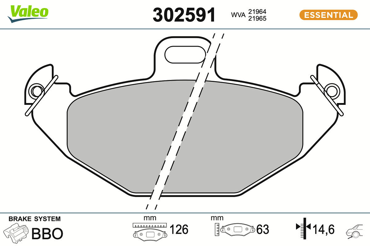 Jeu de 4 plaquettes de frein VALEO ref. 302591
